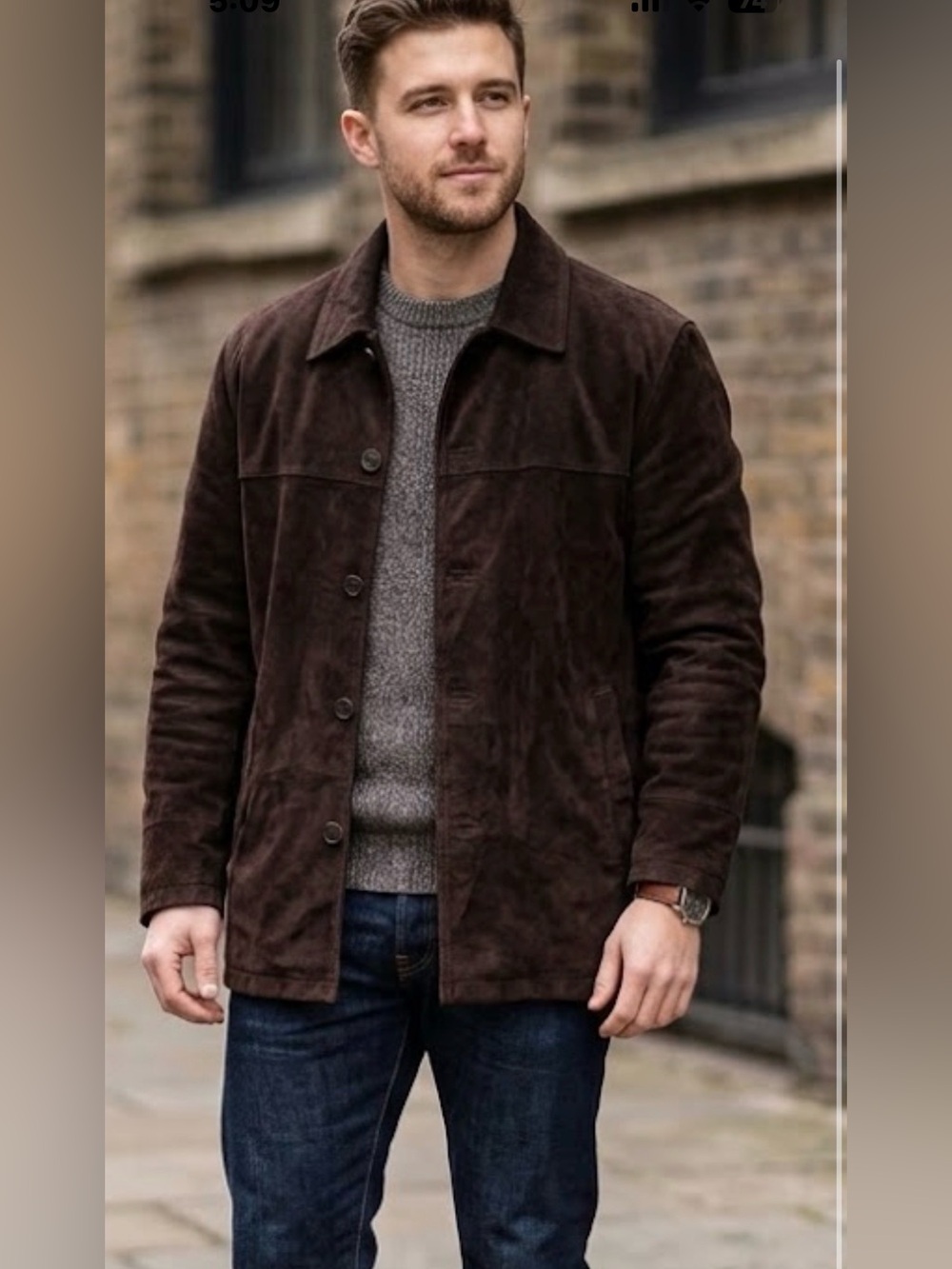George Dark Brown Suede Shirt Jacket
